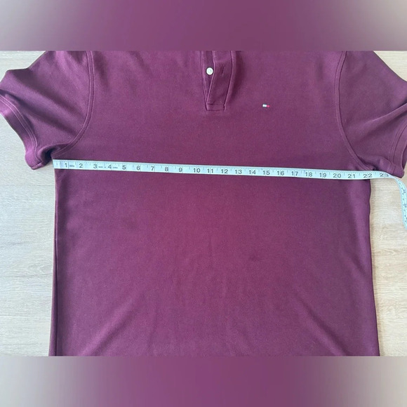 Tommy Hilfiger Men's Polo Shirt XL Burgundy Cotton Regular Fit - Picture 5 of 9